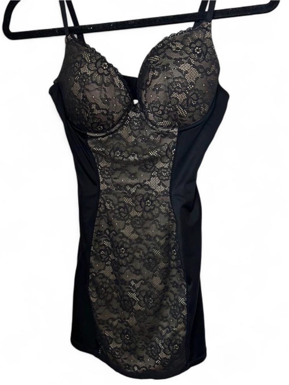 Maidenform Black Lace Panel Shaping Slip
